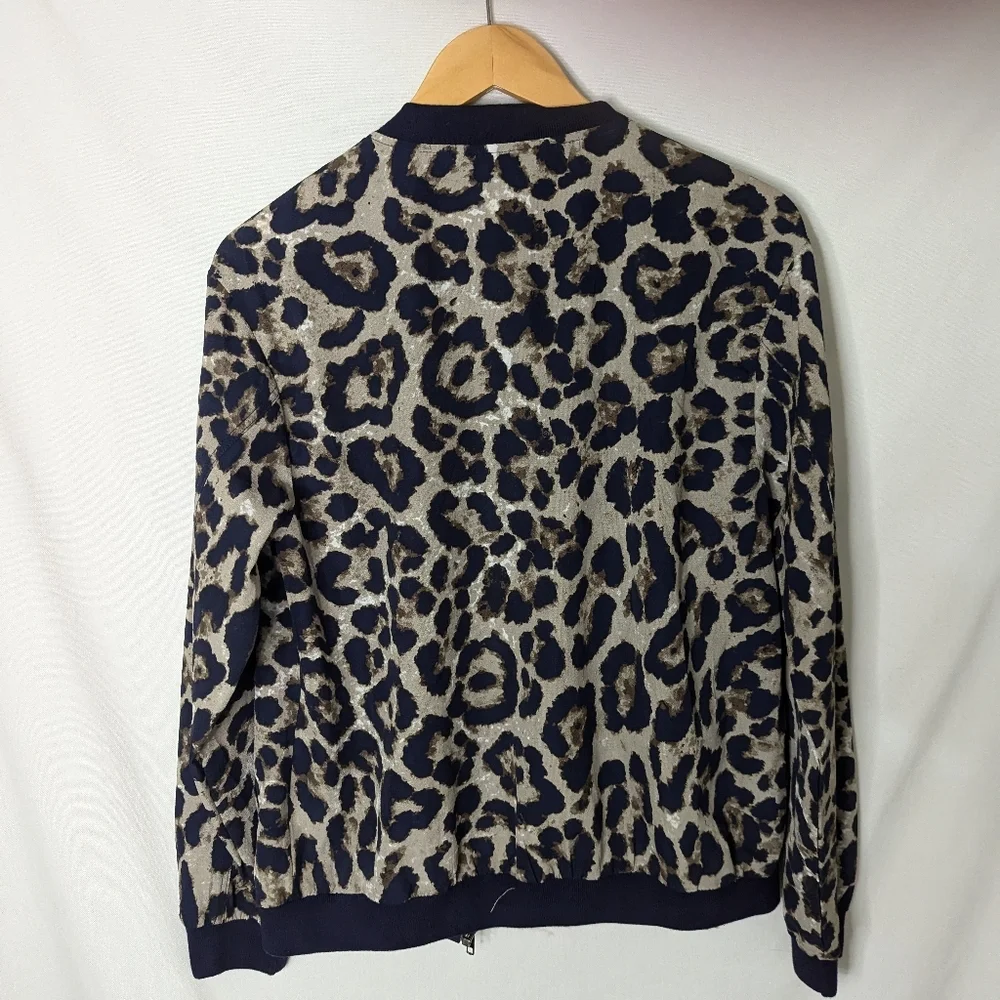 KORI AMERICA Jacket Women's Small Cheetah Print Full Zip Pockets Lightweight Top